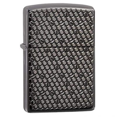 Image de Zippo Hexagon Design, Deep Carve Black Ice Essence Briquet Coupe Vent, Rechargeable, dans Une boîte Cadeau de Haute qualité