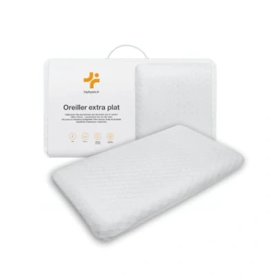 Image de Inphysio® Oreiller Extra Plat Mémoire de Forme Hypoallergénique Ergonomique Sommeil Réparateur Dormir sur Le Ventre, Dos Anti Douleur 50 x 30 5,5 cm