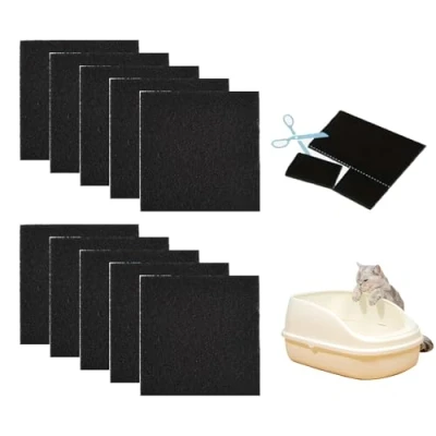Image de svpfuo 10 Pièces Filtre Charbon Actif, Litière Chat Anti Odeur, Litiere Chat, Utilisé dans Les Bacs à Compost et pour Alléger Odeurs