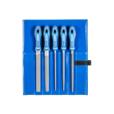 Image de Assortiment de limes d’atelier PFERD en étui PVC enroulable, 5 limes, taille croisée H2, 200 mm, 11800532 pour travaux universels dégrossissage et d’usinage finition
