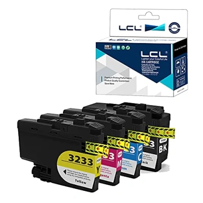 Image de LCL Compatible Cartouche d&#039;encre LC 3233 LC3233 XL LC3233XL LC3233BK 3233BK 3233C 3233M 3233Y Pigment （1Noir 1Cyan 1 Magenta 1Jaune） Remplacement pour Brother DPC J1100DW