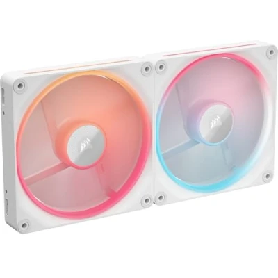 Image de CORSAIR iCUE Link LX140 R RGB 140mm PWM Ventilateur Inversés Kit Double Faible Bruit, Palier à Dôme Magnétique, Boucle Lumineuse, Vis QuikTurn™, Mode Zéro RPM Blanc
