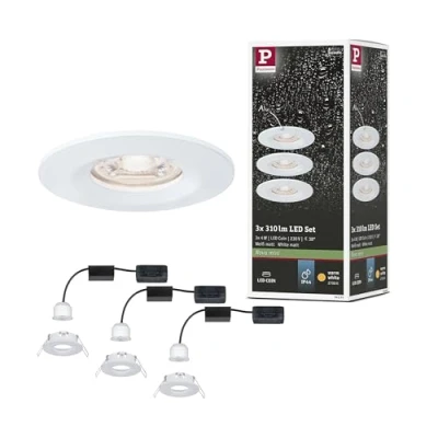 Image de Paulmann 94299 LED Nova mini Coin rond fixe incl. 3x4 watts Spot plafond dépoli Lampe encastrée aluminium Blanc chaud 2700 K, 12 W, 3er (Weiß matt)