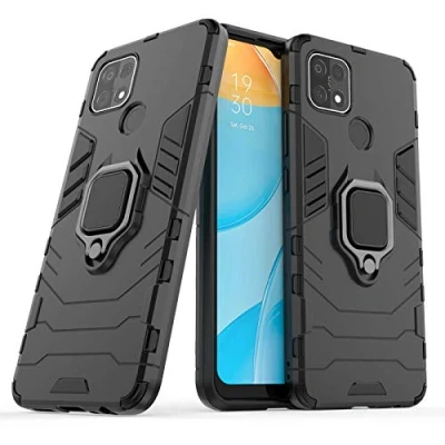 Image de MRSTER Coque pour Oppo A15, Double Couche Renforcée Défense Antichoc Armure Housse Etui avec 360 Rotation Bague Support A15. HB Black