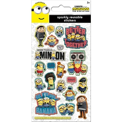 Image de Paper Projects 01.70.06.161 Minions : The Rise of Gru Autocollants scintillants Produit sous licence officielle Réutilisable sur surfaces non poreuses, blanc, 19,5 cm x 9,5