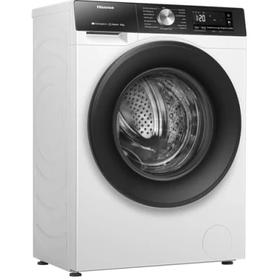 Image de Hisense WF3S1043BW3 Machine à laver vapeur Classe A, 10,5 kg, connectivité Wi Fi, fonction 99,9%, lavage de voiture, charge rapide 38,1 cm, blanc