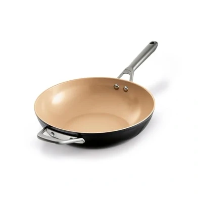 Image de Ninja Extended Life CW90928DE Wok en céramique anti adhésif (sans PFA, PFOA, plomb, cadmium), compatible avec induction, poignée acier inoxydable, passe au four jusqu&#039;à 285 C, terre cuite et gris