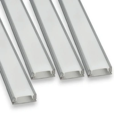 Image de JANDEI 4 x 1 mètre de Profilé Aluminium LED Forme U pour Installer Bandes à sur la Surface, Avec Diffuseur Translucide, Kit Montage Complet. Comprend les accessoires (Gris)