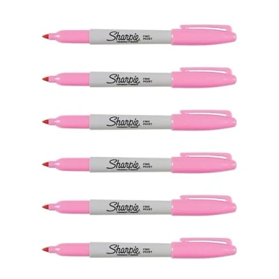 Image de Sharpie Marqueurs permanents Pointe fine Rose 6 comptes