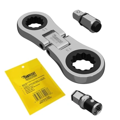 Image de SabreCut 1 x MRSC10 Dual Drive Flex 11 mm et 13 Petit Micro Cliquet avec 6,3 (1/4&quot;) HEX &amp; 1/4&quot; Square Adapters Stainless Steel Professional 72 dents Gear Tiny Hand Ratchet Wrench