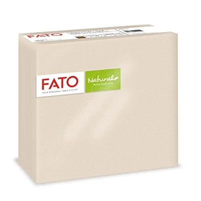 Image de Fato Serviettes à Usage Unique Décorées et Pliées en 4 2 Plis, Eco Friendly, Lot de 40 Table, Taille 38x38, 100% Papier Fibres Recyclées