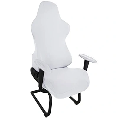 Image de Highdi Housses de Chaise Jeu Extensibles, Amovible Lavable Housse Bureau Gaming pour d&#039;ordinateur, Gaming, Course (One Size,Blanc)