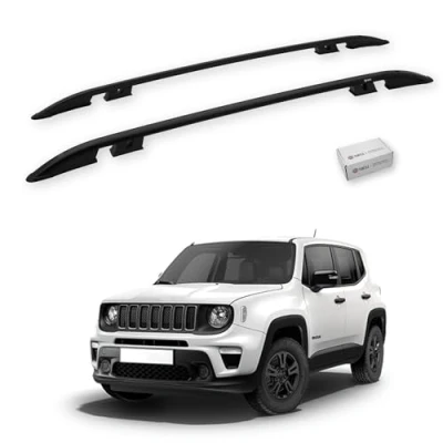 Image de Rails de Toit Barres Set Cross Rail TURTLE CROWN pour JEEP RENEGADE BU 2015 2016 2017 2018 2019 2020 2021 2022 2023 2024 (SUV) Noir