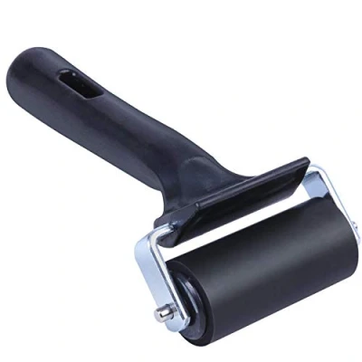 Image de ONTWIE Rouleau Encreur pour Linogravure et Impression à la Planche Gomme dure Manche noir 60 mm Brayer en Caoutchouc