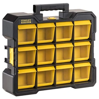 Image de Stanley Fmst81077 1 Organiseur Flip Bin Gamme FatMax® Large Base Godets Basculables Et Amovibles Couvercles Transparents Poignée De Transport Attaches Latérales Pour En Assembler Plusieurs