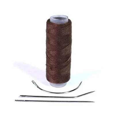 Image de hair2heart Outils d&#039;extension Ensemble Tressier avec aiguille et fil pour la méthode tissage, les extensions de cheveux, attacher tresses Marron