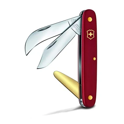Image de Victorinox, Greffoir et serpette 3, Couteau Universel de Jardin, Multifonction, Léger, Swiss Made, 3 Fonctions, Lame courbée, rouge