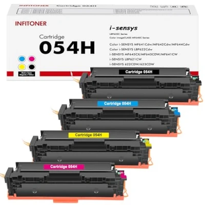 Image de Pack de 4 Cartridge 054H 054 Cartouche Toner Compatible pour Canon i SENSYS MF645Cx MF643Cdw MF641Cw LBP623Cdw LBP621Cw MF644Cdw LBP622Cdw LBP620C MF642Cdw MF640C (Noir Cyan Jaune Magenta)