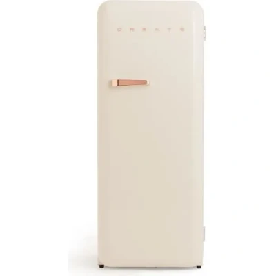 Image de CREATE / RETRO FRIDGE 150 ROSE GOLD/Réfrigérateur Blanc cassé avec Poignée Or rose/Pratique et fonctionnel, Matériaux résistants