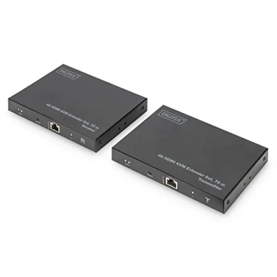 Image de DIGITUS DS 55513 Extender KVM HDMI UHD 4K 60 Hz 70 m via câble LAN Kit : émetteur &amp; récepteur Loop Out, audio 2.0 HDCP 2.2/1.4