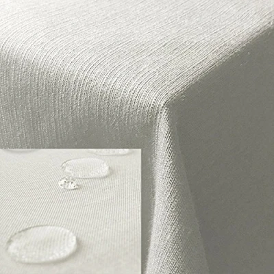 Image de JEMIDI Nappe de table rectangulaire 135 x 200 cm en polyester Protection lavable pour cuisine jardin restaurant Aspect lin blanc