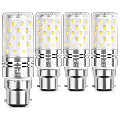 Image de SAUGLAE LED Ampoule à Maïs 12W, 100W Équivalent Ampoules Incandescence, B22 Casquette Baïonnette, 3000K Blanc Chaud, 1450LM, Pack of 4