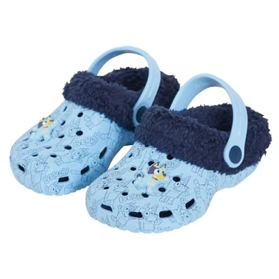 Image de Bluey Sabots entièrement doublés en fourrure polaire avec breloques pour garçons et filles, bleu, 23 EU