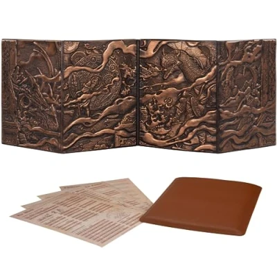 Image de Écran Maître de Jeu DND 5e du MJ / DM Screen D&amp;D en Faux Cuir 3D avec Inserts Personnalisables Donjon et Dragon/Dungeons &amp; Dragons Accessoires Jeu/Cadeau pour JdR/Jeu Rôle