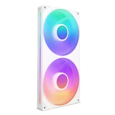 Image de NZXT F280 RGB Core Unité de ventilation 280 mm avec deux ventilateurs RVB 140 Contrôle la vitesse et l&#039;éclairage Pression statique flux d&#039;air élevés 8 LED aRGB Blanc