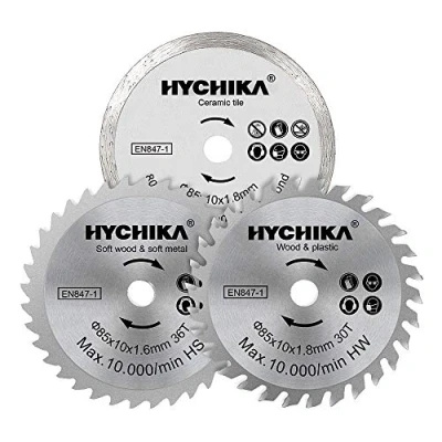 Image de HYCHIKA Lame Scie Circulaire, 3pcs Lames de Circulaire 85x10, Diamètre: 85 mm, Mandrin: 10 HC/HS/Diamond 4500 tr/min