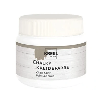 Image de Kreul 75323 Peinture à la Craie Chalky, Snow White en Pot Plastique de 150 ML, Couleur Douce Mate, couvrante et crémeuse, séchage Rapide, pour Effets Used Look, 10009921