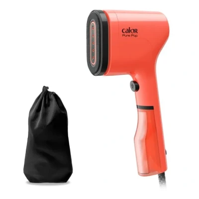 Image de Calor Pure POP Défroisseur, débit vapeur 20g/min, 1300 W, réservoir d&#039;eau 70 ml, prêt en 15 secondes, autonomie4 minutes, défroisse/Purifie les vêtements, Corail, DT2022C0