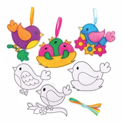 Image de Baker Ross Attrape Soleil motif Oiseaux à Effet Vitrail Lot de 10, Loisirs Créatifs Enfants (AT567)