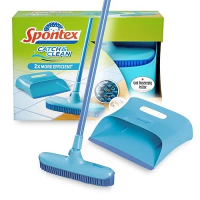 Image de Spontex Pelle et Balayette en caoutchouc Catch &amp; Clean pour poils d’animaux balayer nettoyer les sols secs mouillés