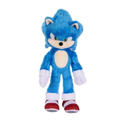 Image de Sonic 3 The Hedgehog Le Film Licence Officielle Sega Peluche Deluxe 33 Cm Hérisson Bleu Douce Détails Réalistes Yeux Scintillant Doudou Enfant à Collectioner Ans +