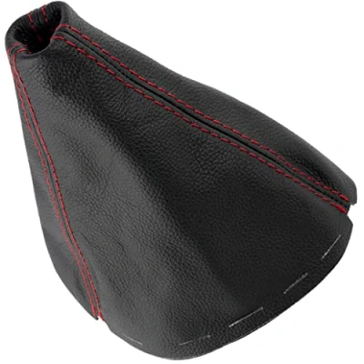 Image de AERZETIX C63362 Soufflet de levier vitesse en cuir véritable compatible avec Renault Clio 4 2012 à 2019 noir surpiqûres rouges pour boîte manuelle