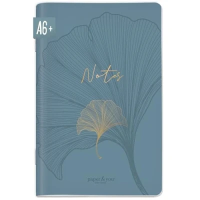 Image de paper&amp;you® Mini carnet de notes A6+ à pois « Blue Ginkgo » 64 pages, petit notes, durable, respectueux du climat