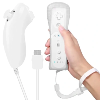 Image de Leikurvo manette de jeu à distance Wii, télécommande Wii avec Nunchuck, Nunchuck pour connexion Remote Plus remplacement Jostick poignée console Wii/Wii U(blanc)