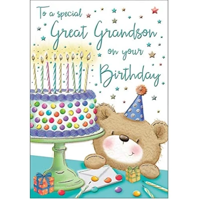 Image de Piccadilly Greetings Regal Publishing C80096 Carte d&#039;anniversaire pour petit fils Motif chêne Noir/jaune/gris/bleu