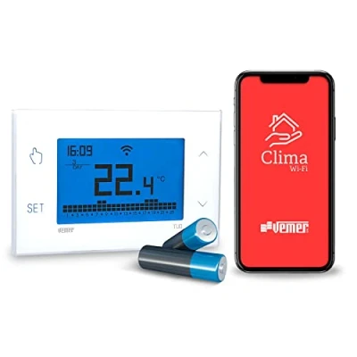 Image de VEMER VE788600 TUO WiFi Batterie Thermostat Connecté Intelligent, Contrôlable avec APP iOS et Android, Alimentation par Piles, Blanc