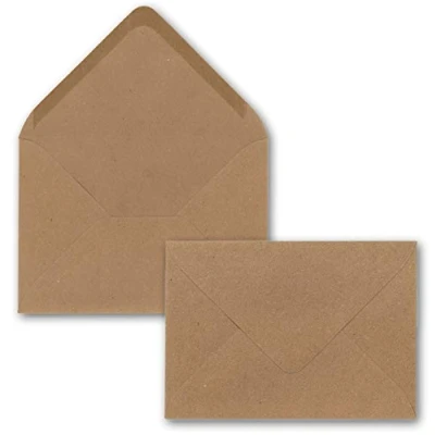 Image de Lot de 75 enveloppes en papier kraft Format C5 Marron 22,5 x 15,7 cm Sans fenêtre 120 g/m² Vintage Avec fermeture humide Rabat pointu