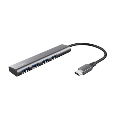 Image de Trust Halyx Hub USB C 3.2 Gen 1, 4 Ports A, Vitesse 5 Gbps, Adaptateur Compact et Plat, Data Multiport Concentrateur