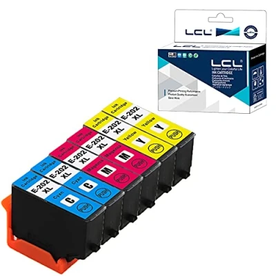 Image de LCL Cartouche d&#039;encre Compatible 202 202XL C13T02H24010 C13T02H34010 C13T02H44010 (2Cyan 2Magenta 2Jaune) Remplacement pour Epson Expression Premium XP 6000 6005 6100