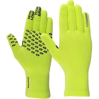 Image de GripGrab Gants de Vélo Imperméables en Mailles Cyclisme Étanches Antidérapants Coupe Vent Thermiques Protection Contre la Pluie,Jaune Fluo, XL/XXL