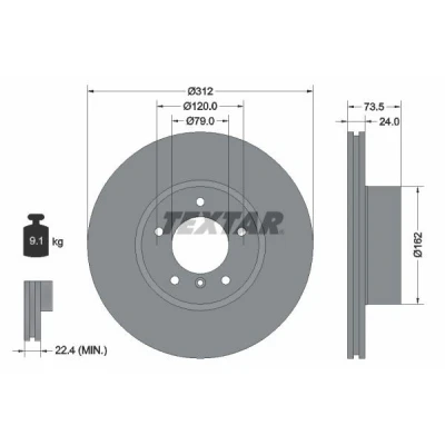 Image de TEXTAR PRO 92176103 Disque de frein 312 24 05/06 120 ventilé l&#039;intérieur revêtu sans boulon fix roue, moyeu roue BMW: 3 Berline
