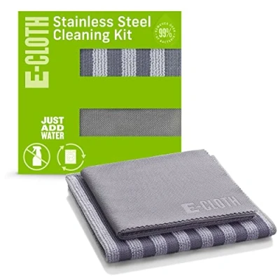 Image de e cloth Set de Nettoyage pour l’INOX, Microfibre, Bleu &amp; Argent, 2 pièces