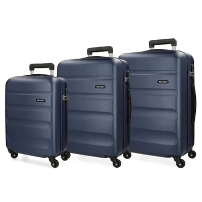 Image de Roll Road Flex Set de Bagages Bleu 55/65/75 cms Rigide ABS Serrure à combinaison 182L 4 roues Bagage main