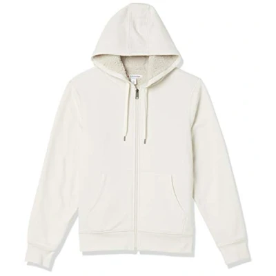 Image de Amazon Essentials Sweat à Capuche avec Fermeture Éclair intégrale et Doublure en Polaire Sherpa Homme, Blanc Cassé, L
