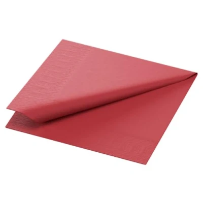 Image de Duni lot de 20 serviettes en papier 3 épaisseurs à cocktail zelltuch uni bordeaux 24 x cm 250