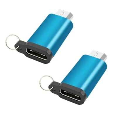 Image de Jembe Convertisseur USB C femelle vers micro mâle, Charge, transfert de données Lot X2, Bleu